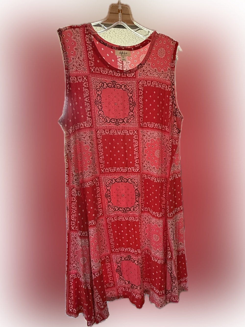 Style & Co Sleeveless Red Bandana Print Swing Dress  PXL